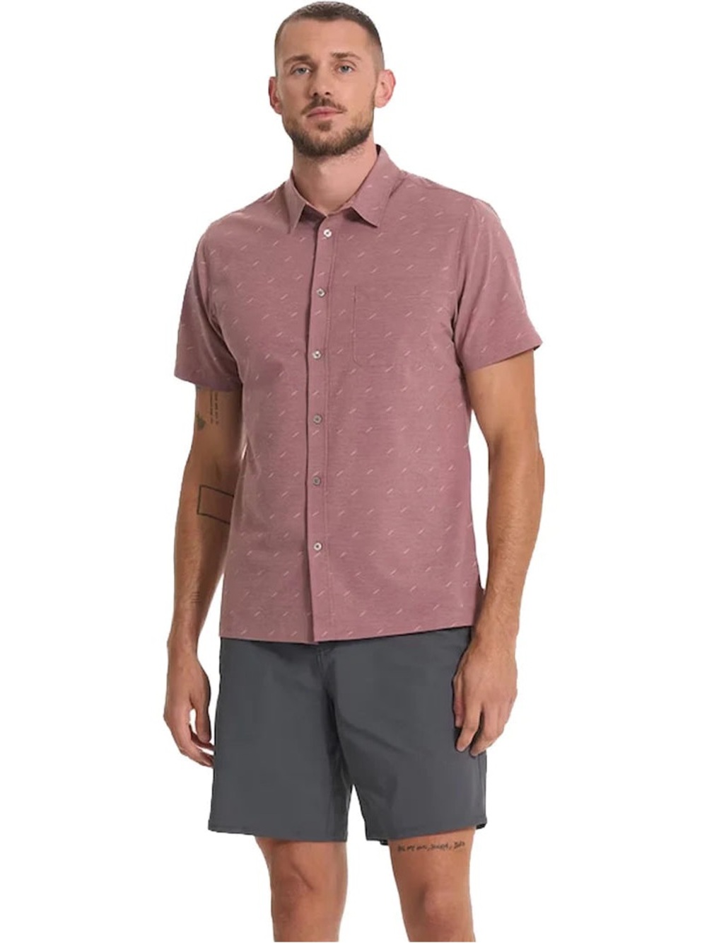 Men’s Vuori short sleeve Bridge button down shirt light terracotta dagger